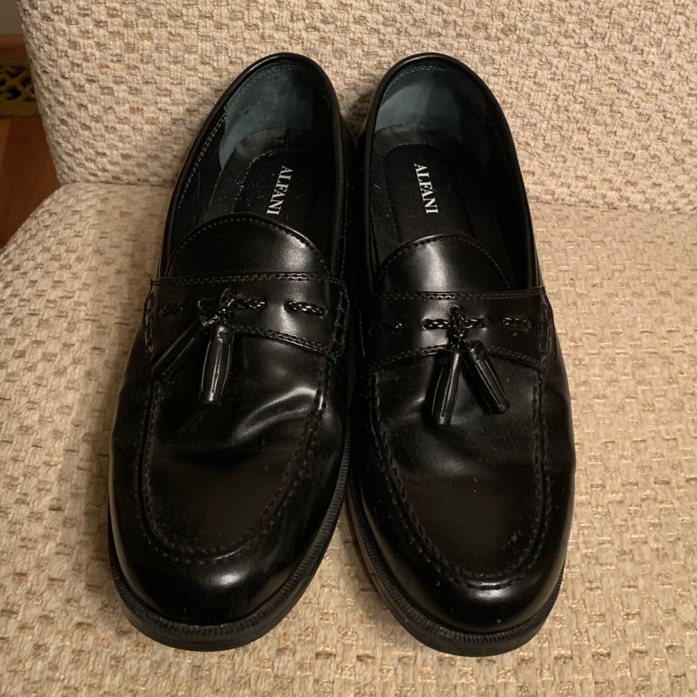 Alfani Black Leather Tassle Loafer